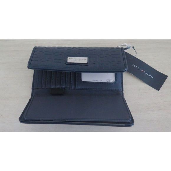Tommy Hilfiger 69J3021 410 Navy Logo Embossed Tri-Fold Wallet Checkbook $70 - Picture 9 of 10